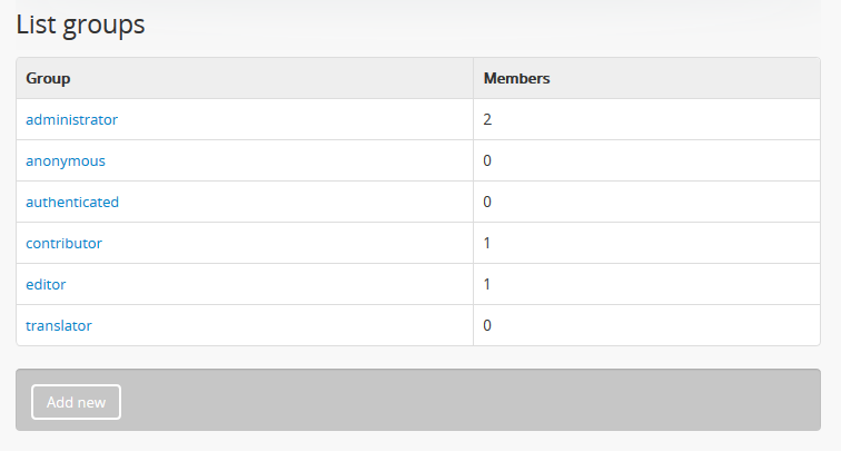 An image of the List groups page