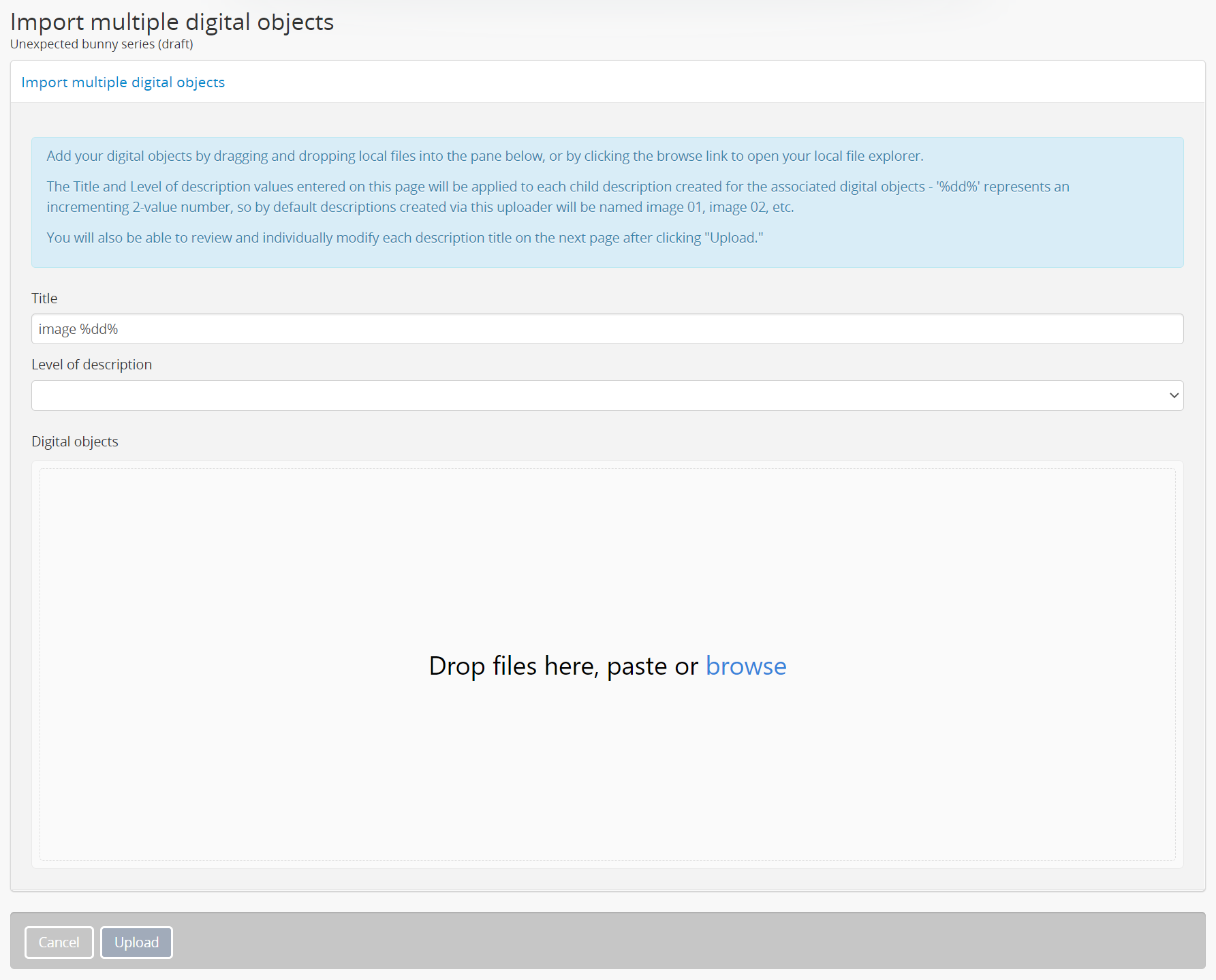 A image of the upload multiple images edit page