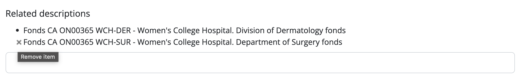 Removing a related description link