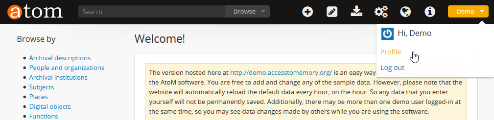 An image of a user clicking on the Profile option