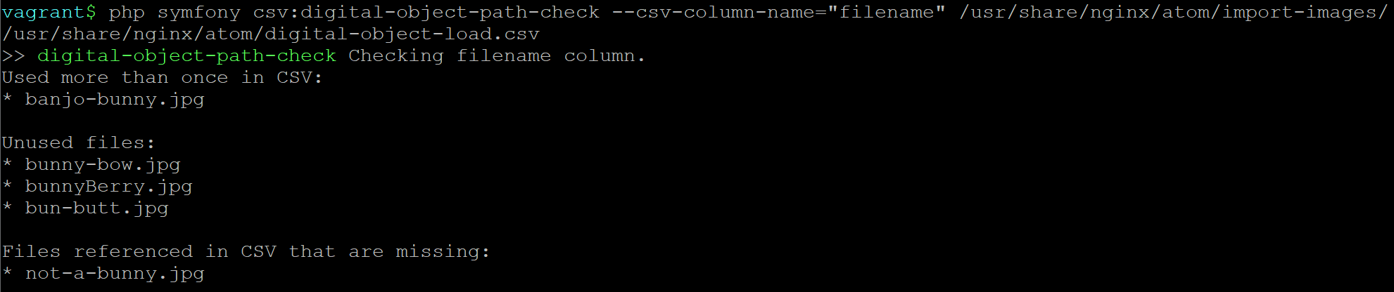 An image of the command-line output for the path-check task