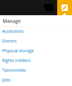 An image of the Manage menu's options