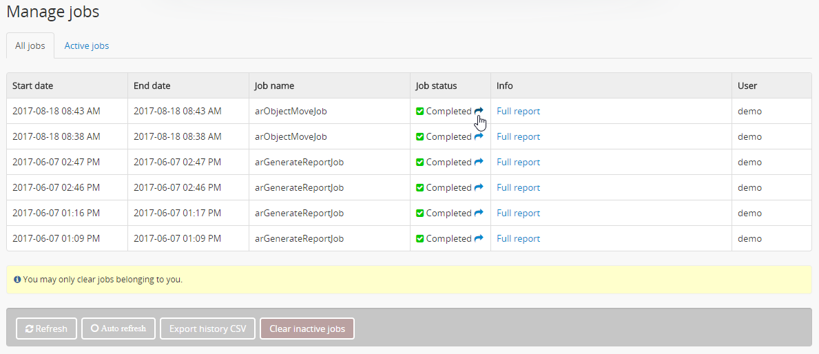 An image of the Jobs page with a user about to click the link to the related record