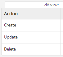 An image of default actions in Taxonomy permissions