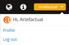 An image of the log in drop-down after a user has logged in