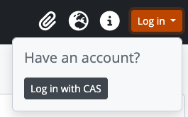 An image of the log in drop-down with a CAS link button