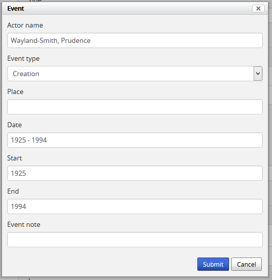 An image of adding a new creator in the MODS template