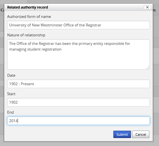 An image of the Functions relationship dialog