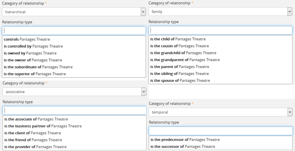 An image of the Relationship type default terms