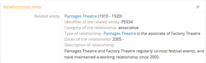 An image of the relationships area in the view template